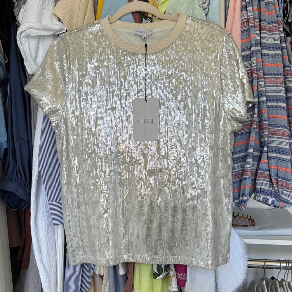 S’edge Brand Sequin Silver Top
